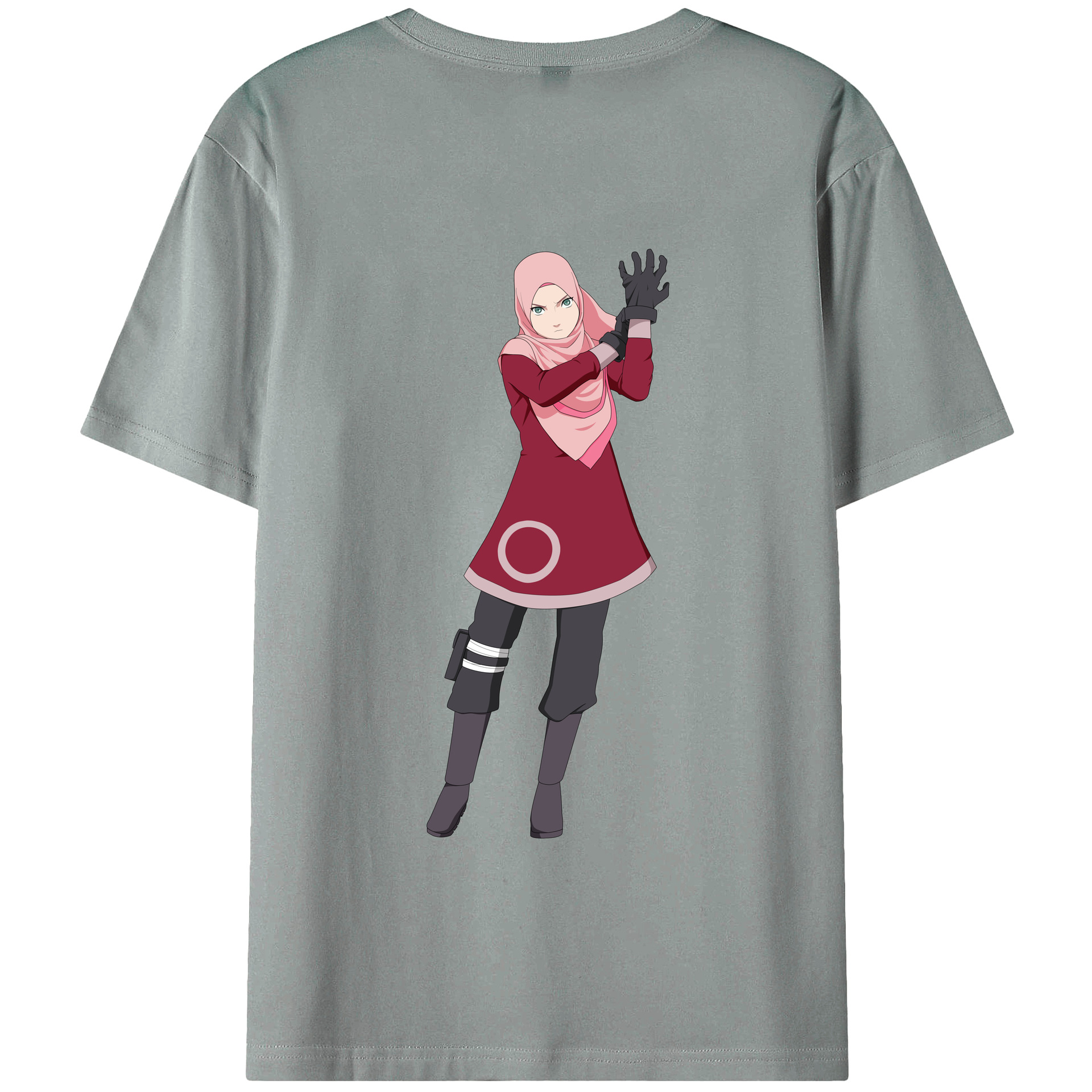 （画像用） NARUTO -ナルト- 春野サクラ Haruno Sakura 綿100％ メンズ半袖Tシャツ（バックプリント） 通気性